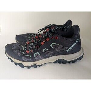 MERRELL Women's Fiery J16588 Navy Blue Trail Hiking Shoes Size 6.5 Red Accents